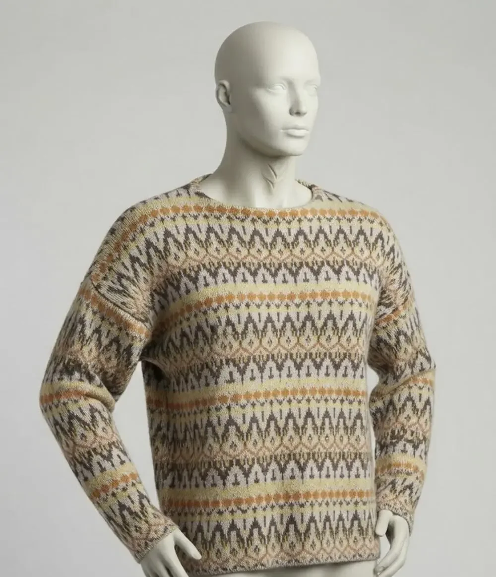 Levi's LVC Carpet Boat Neck Wool Blend Patterned Knit Pullover Sweater Small
